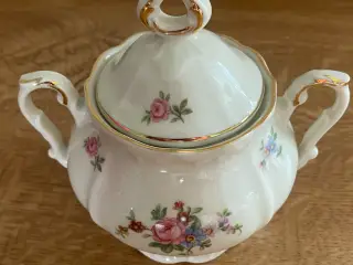 Flot vintage sukkerskål med låg – Romantisk blomst