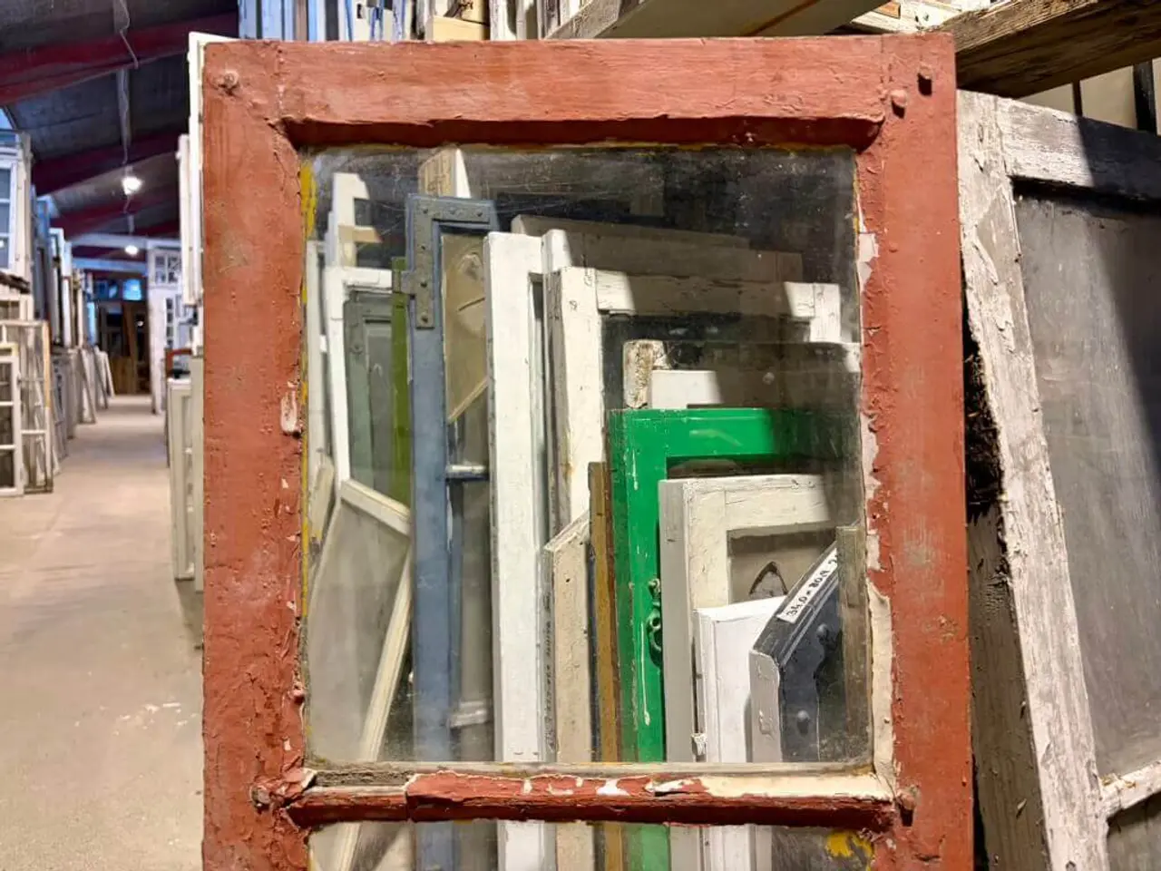 Billede 3 - Fin, smal vinduesramme m. 3 ruder (blæst glas)