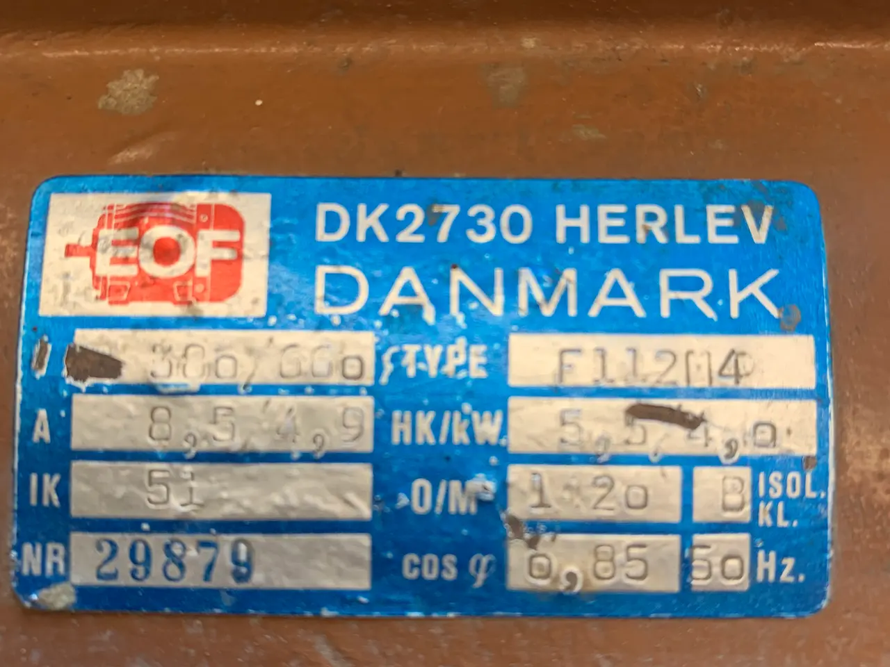 Billede 1 - EOF elmotor type F112M4 5,5 hk.