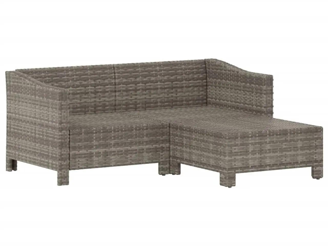 Billede 3 - Loungesæt til haven 3 dele med hynder polyrattan grå