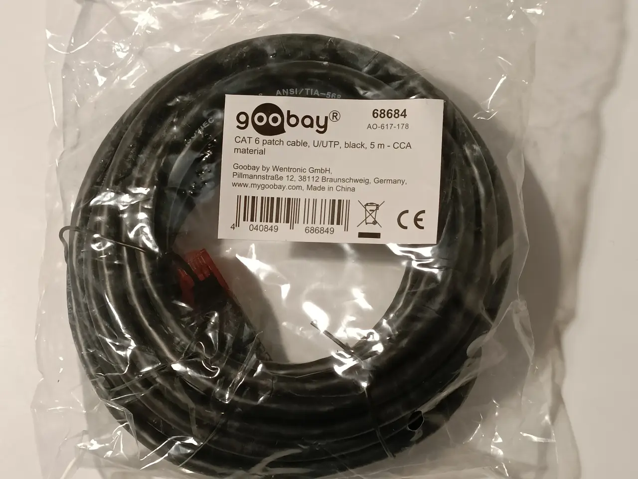 Billede 1 - 5m. Sort LAN UTP CAT 6