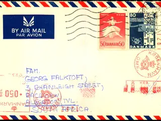 Luftpost / Efterporto - Brev fra Danmark til Syd Africa - 22 - 6 - 1966 - Efterporto 50 Øre