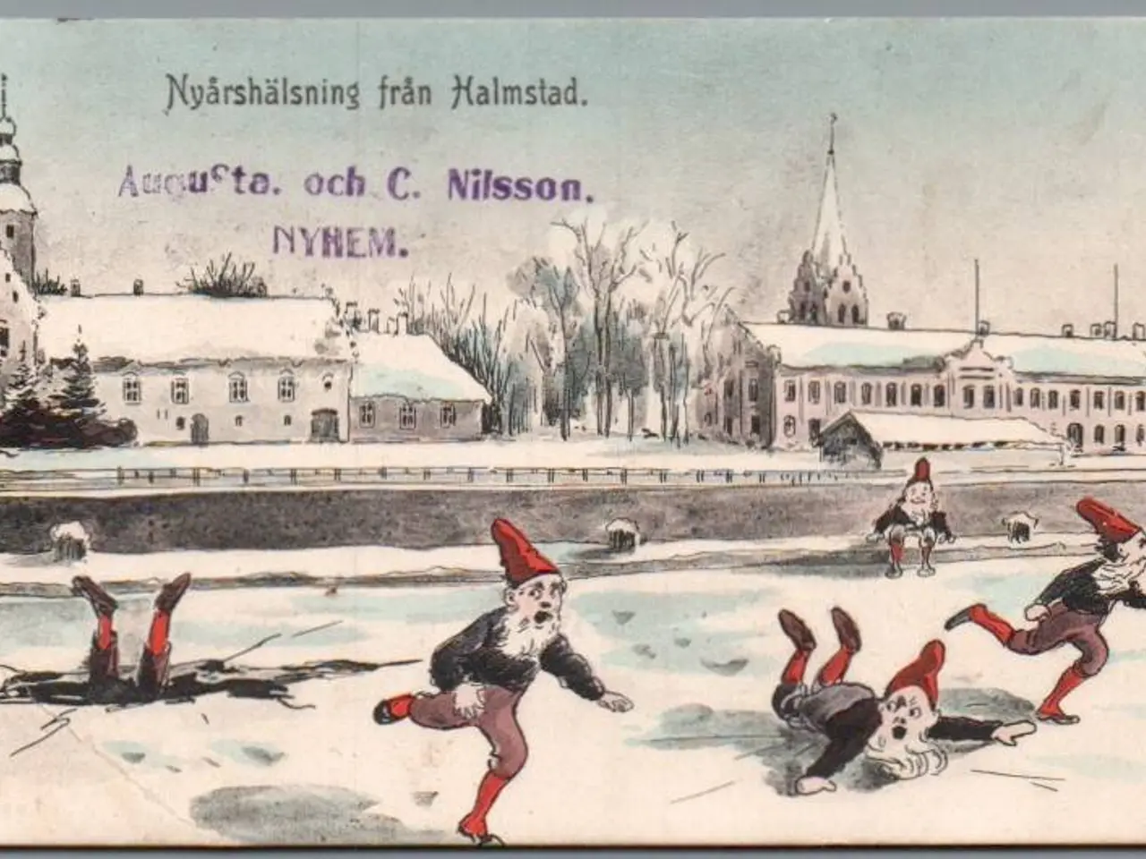 Billede 1 - Nytårshälsning från Halmsted - Nisser Danser - Postkort - Brugt