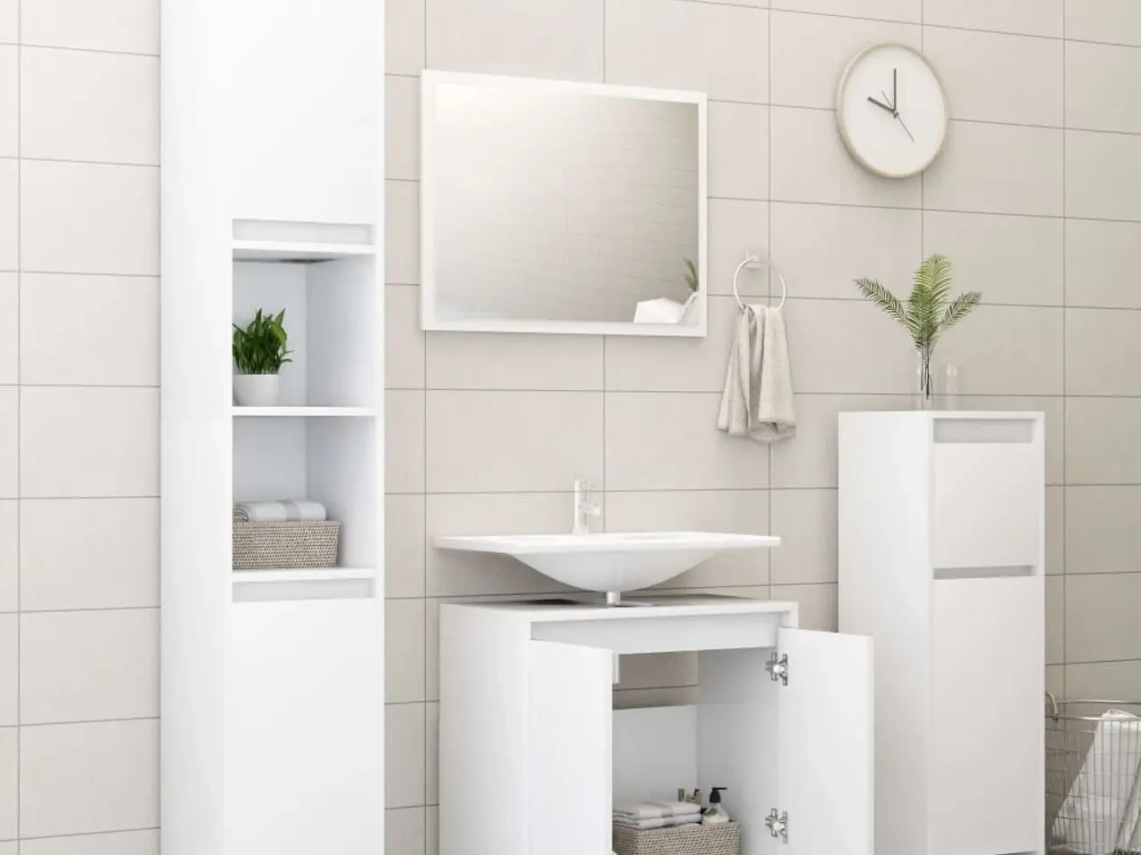 Billede 6 - Badeværelsesskab 60x33x61 cm konstrueret træ hvid