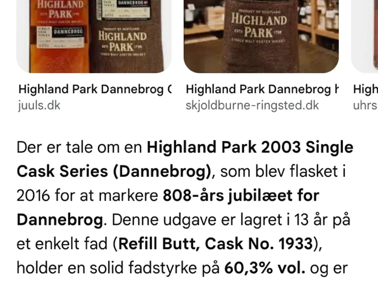 Billede 2 - Highland Park Dannebrog 2003 Single Cask Series