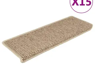 Selvklæbende trappemåtter 15stk. 65x21x4cm sisal-look sandfarve