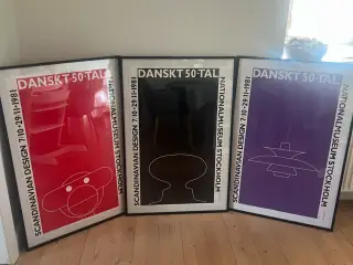3 flotte danske designplakater – Danskt 50-tal – i