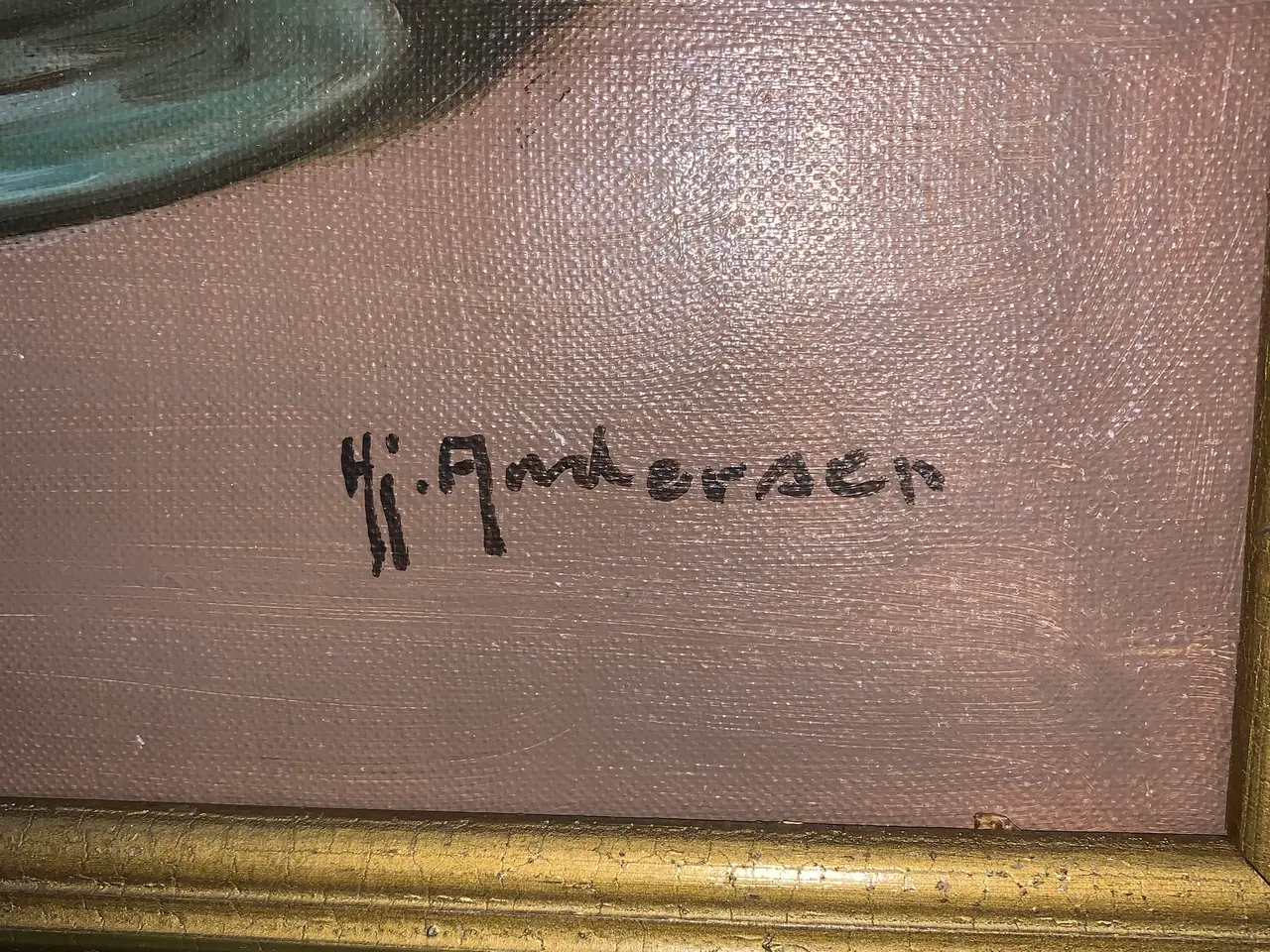 Billede 2 -  oliemaleri af Hj . Andersen