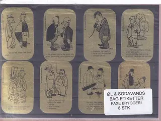 Øl og Sodavands Bag Etiketter - Faxe Bryggeri - 8 Stk.