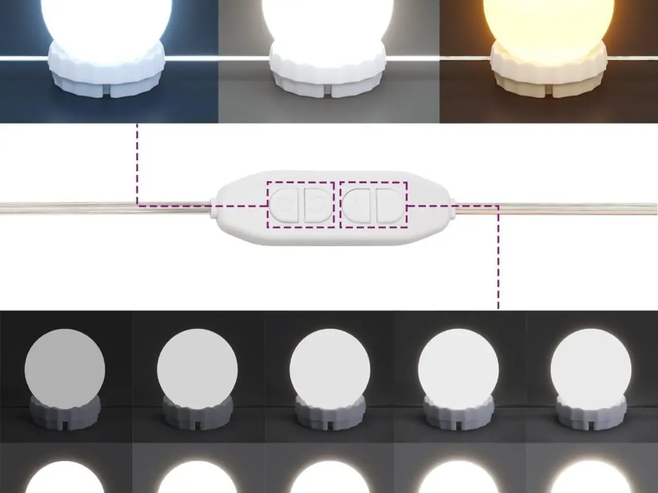 Billede 10 - Makeupbord med LED-lys 60×40×140 cm - sort