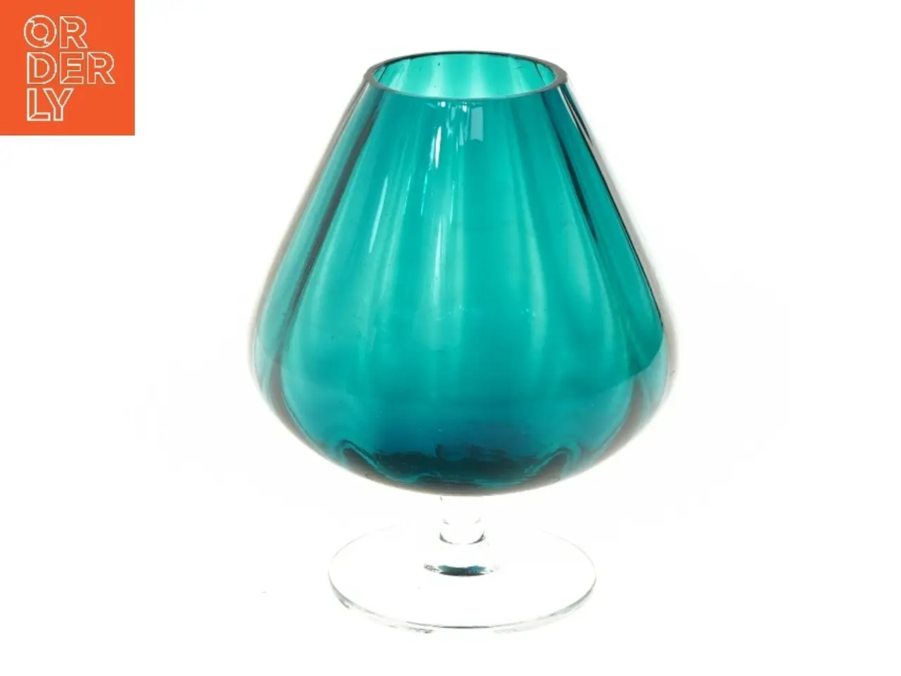 Billede 1 - Vintage kobolt blå glas vase på fod (str. 15,5 cm)