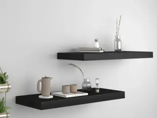 Væghylder 2 stk. 60x23,5x3,8 cm MDF sort