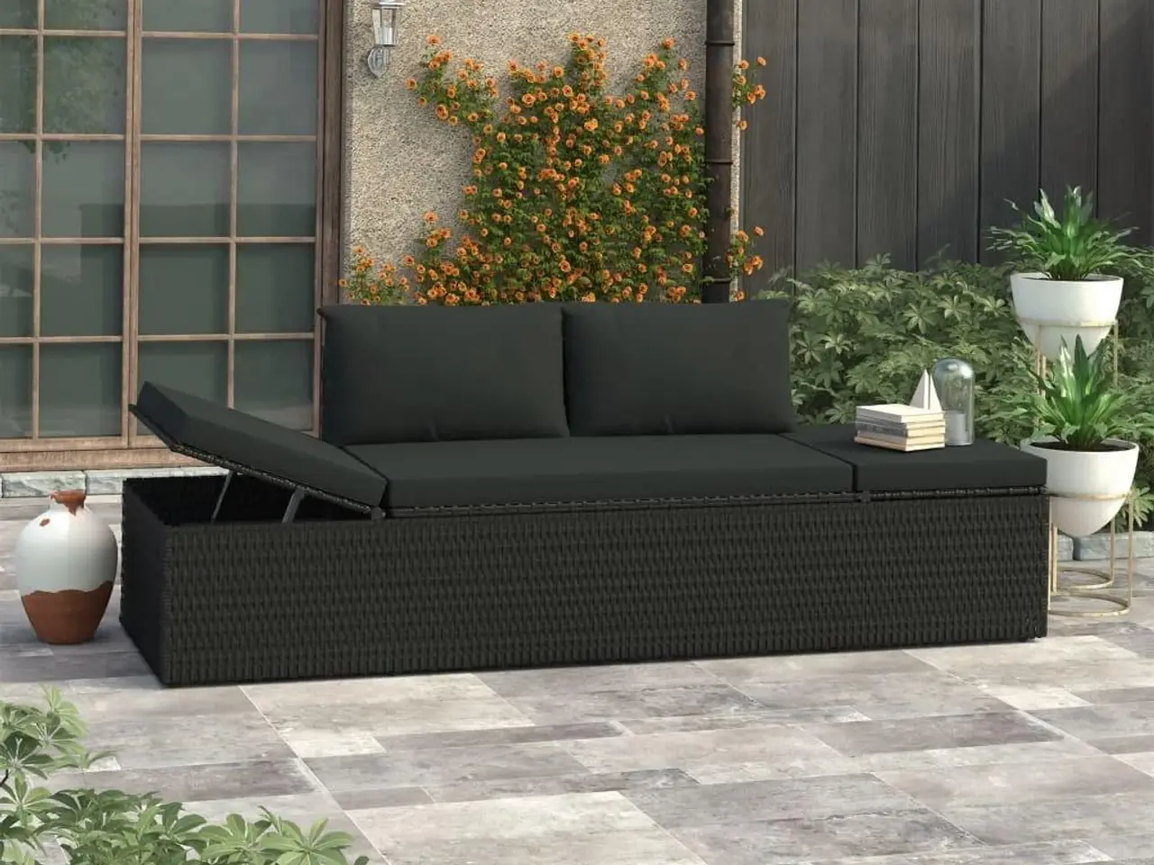 Billede 1 - Solseng med hynder polyrattan sort