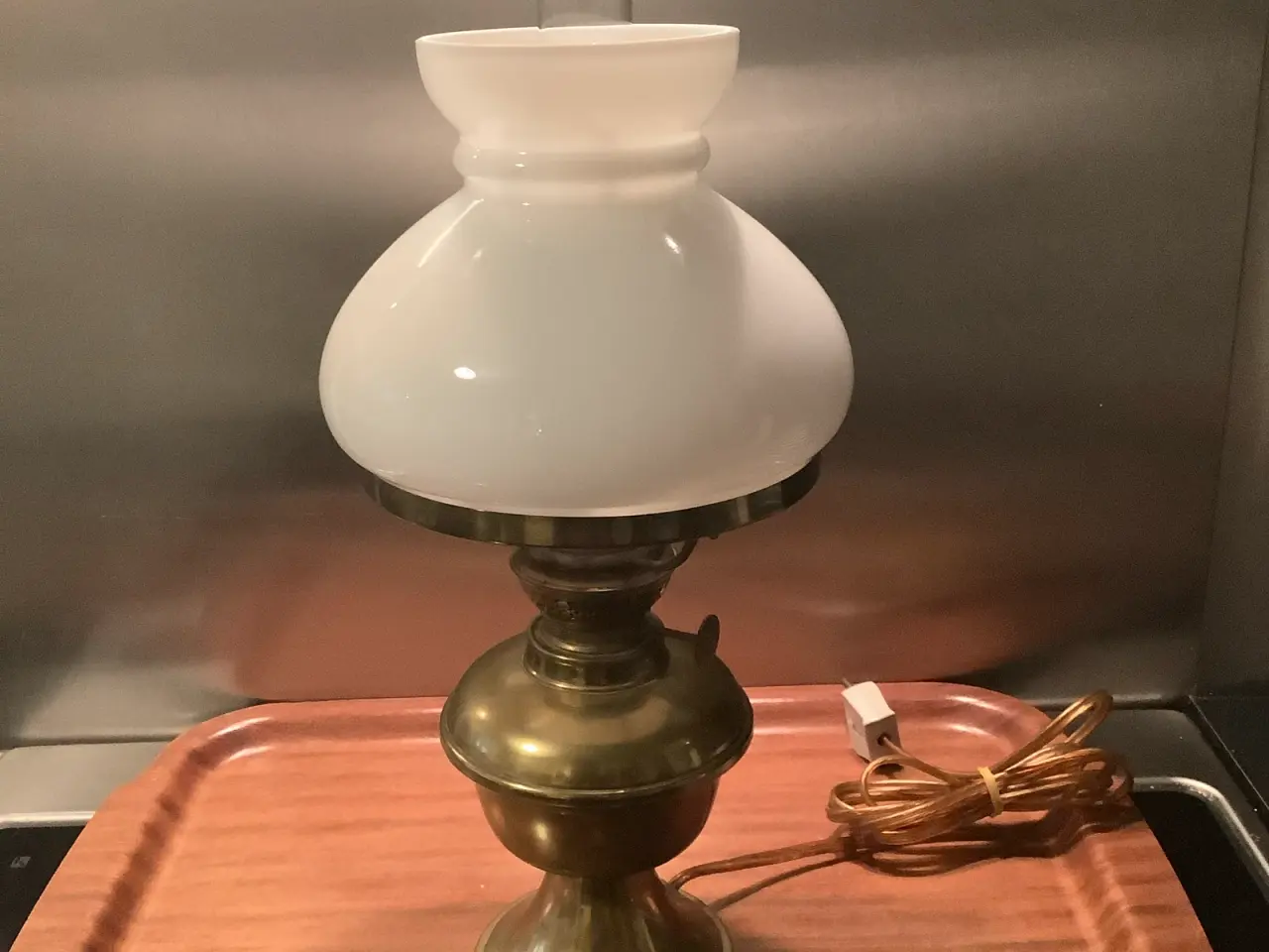 Billede 1 - Messing petroleums lampe, til strøm