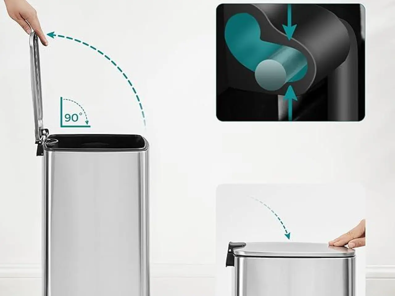 Billede 7 - Pedalspand 30 l i stål med inderbeholder - metallic silver