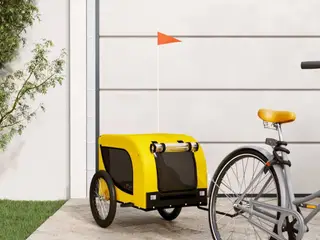 Hundetrailer til cykel i oxfordstof og jern - gul/sort