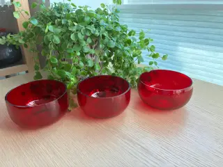 Glasskylleskål/fingerskål Holmegaard - 3 stk. rød