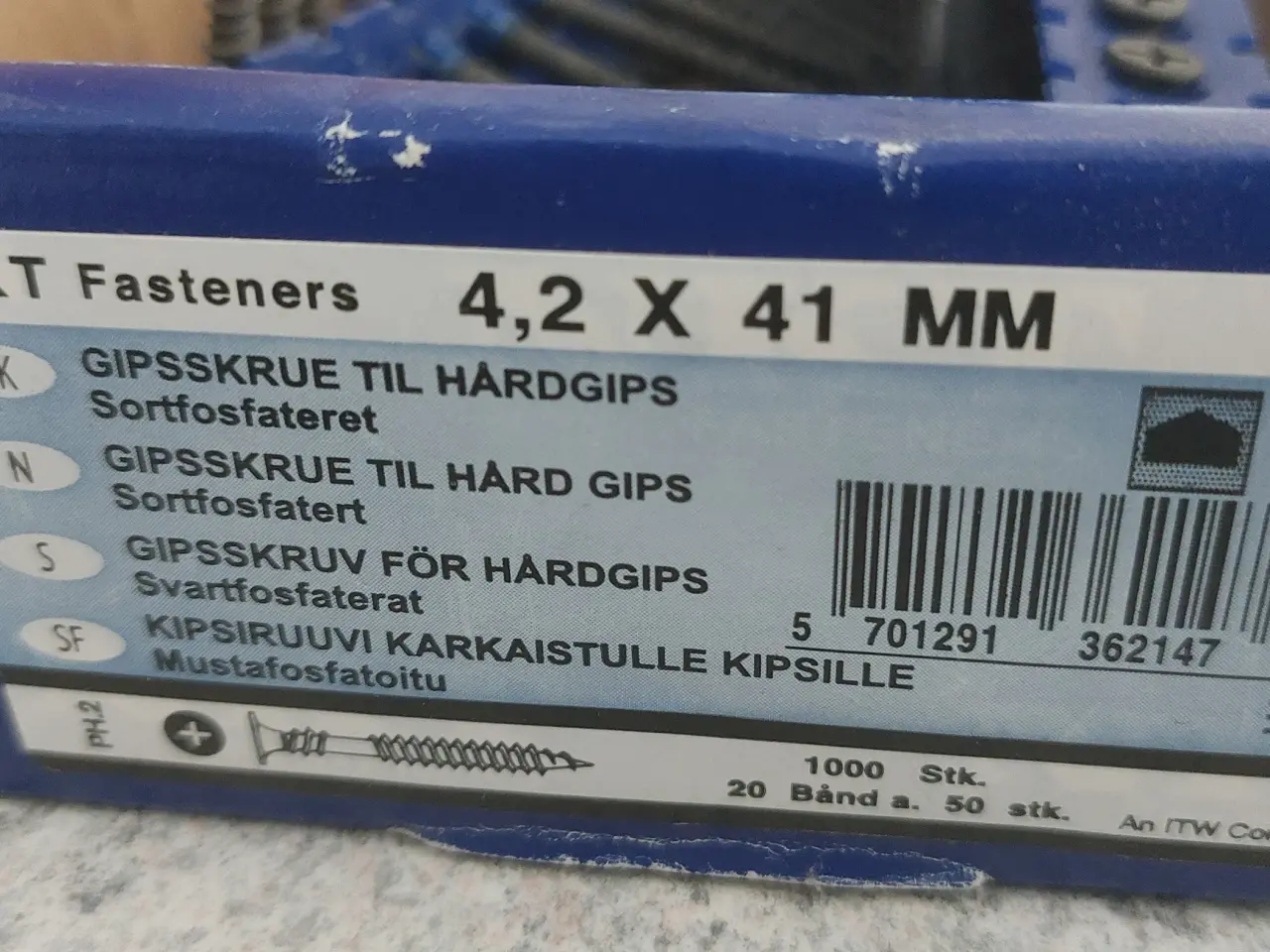 Billede 1 - Gipsplade skruer til stål og træ