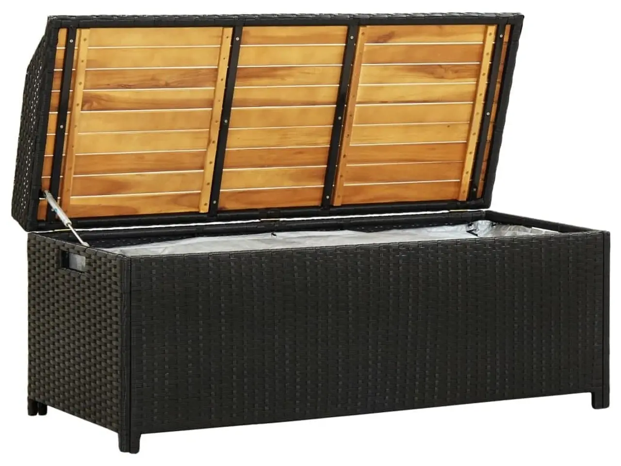 Billede 3 - Havebænk med opbevaring 120 cm i polyrattan - sort