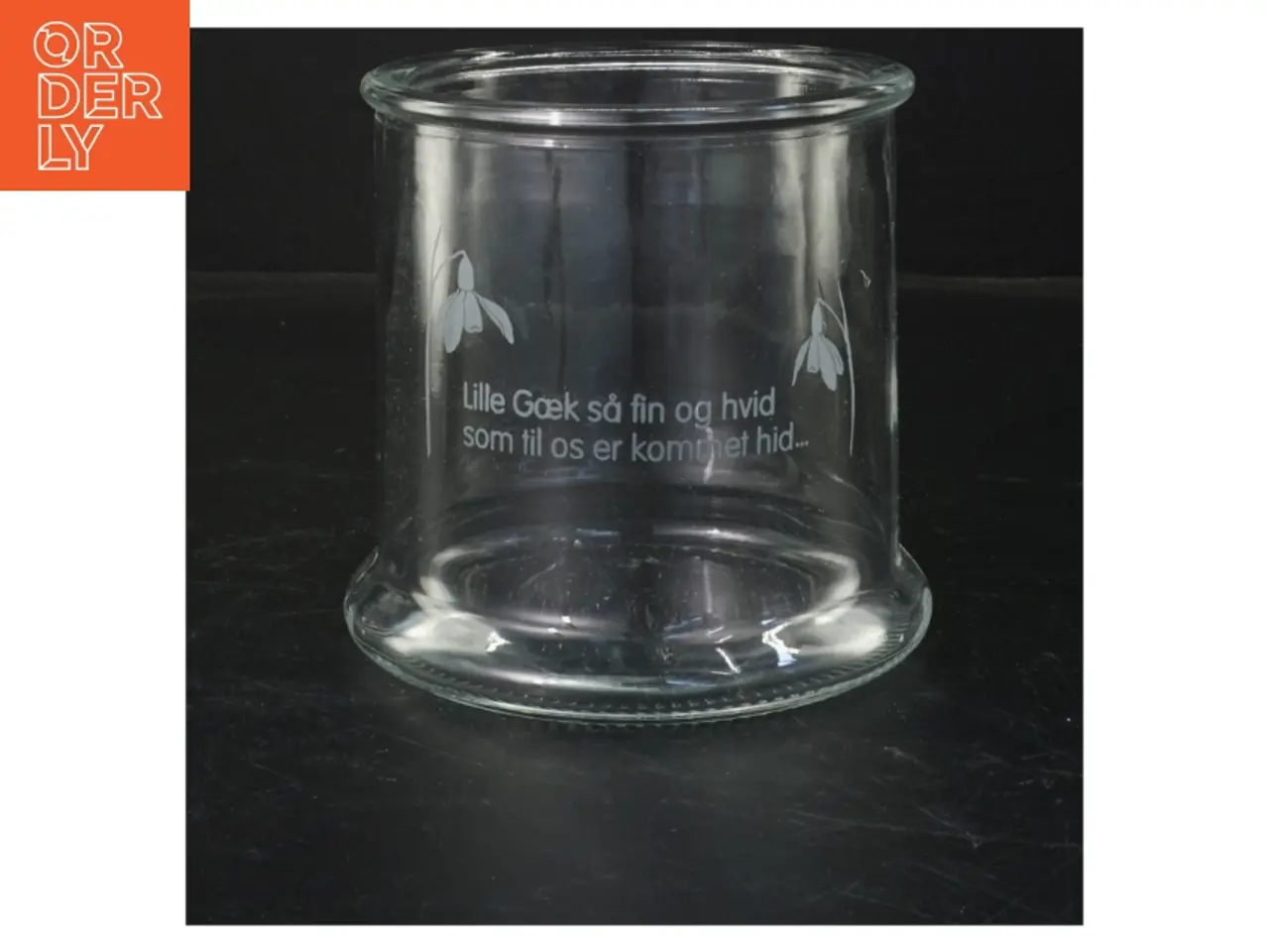 Billede 1 - Glas vase med sneklokke motiv (str. Ø 12 cm)