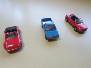3 stk Modelbiler Audi Cabriolet VW Pick-up Porsche