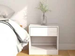 Sengebord 40x31x40 cm massivt fyrretræ hvid