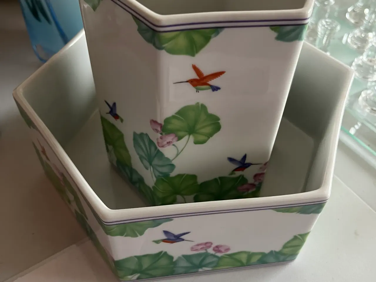 Billede 1 - Royal copenhagen Bordfad og vase Kolibri