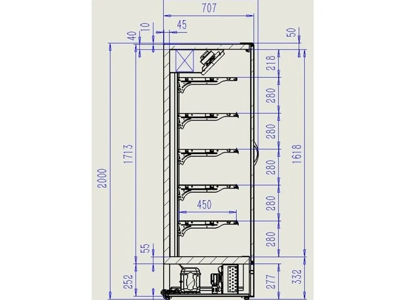 Billede 2 - Vægmonteret køleskab –sort–B2560 x D740 x H2010 mm