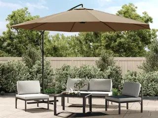 Hængeparasol 350 cm med aluminiumstang - gråbrun