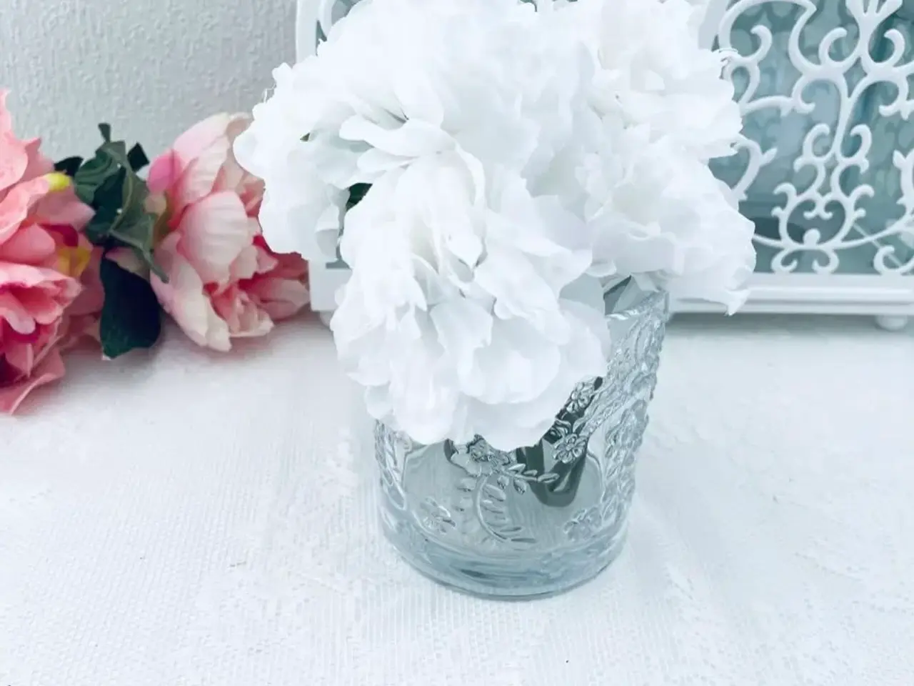 Billede 1 - Kunstig blomster hvide 5 stk