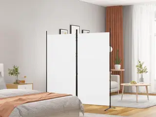 2-panels rumdeler i stof - 175 × 180 cm, hvid