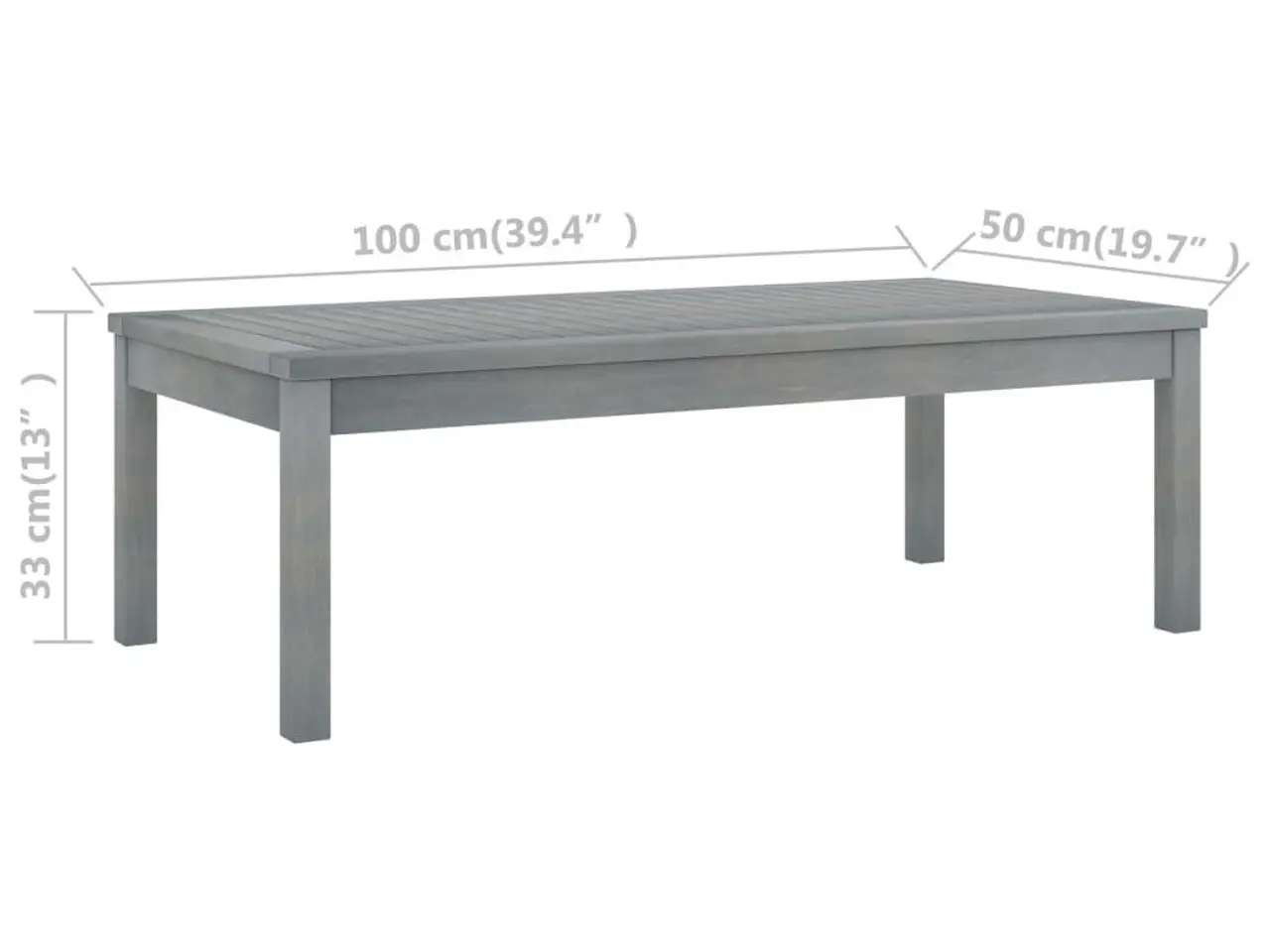 Billede 6 - Sofabord til haven 100 × 50 × 33 cm - massivt akacietræ, grå