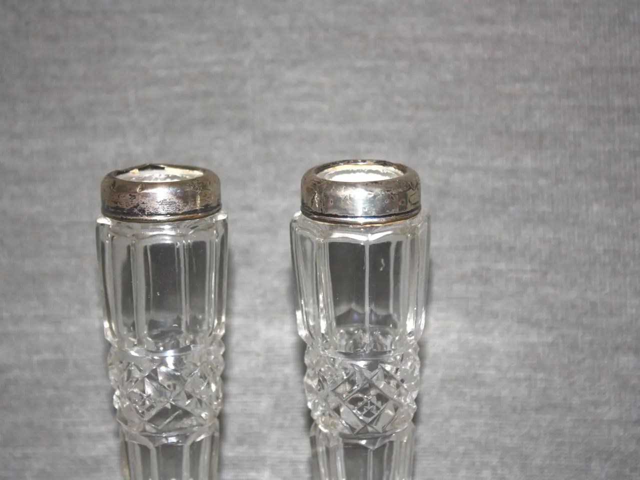 Billede 3 - Antik glas vaser med sølvkant højde 11 cm