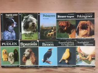 17 Clausen bøger om hunde, fugle m.m.