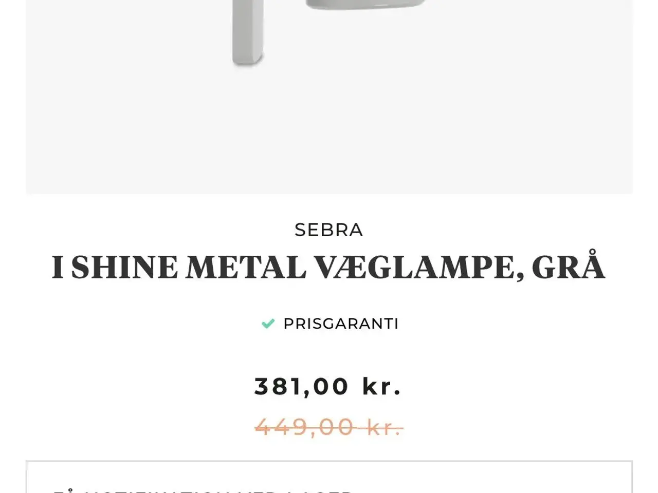 Billede 4 - NY! Sebra - I Shine metal væglampe i elefant grå