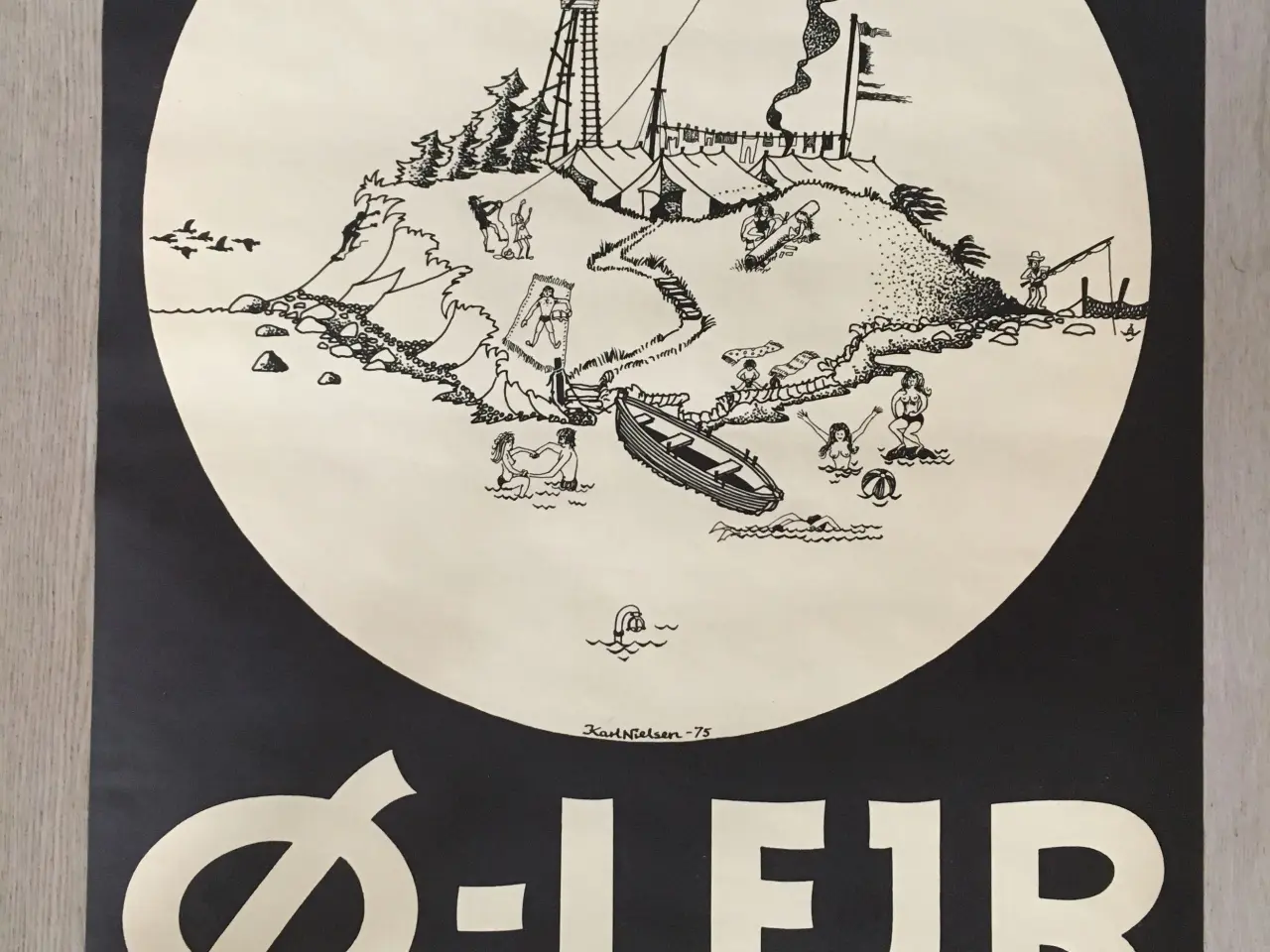 Billede 1 - Ø-lejr plakat 1976. Giv bud.