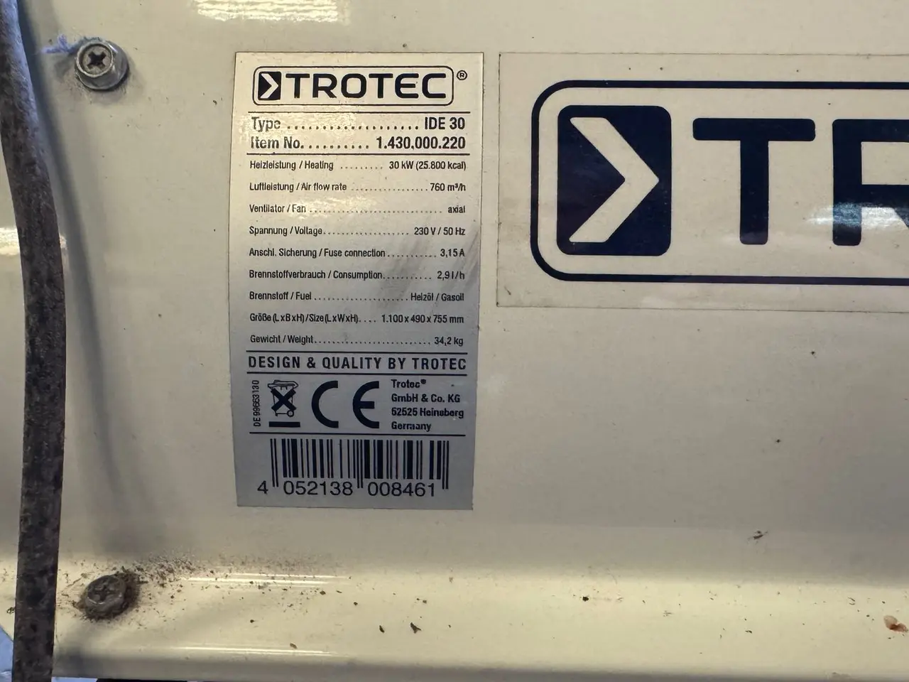 Billede 4 - Trotec IDE 30 varmekanon