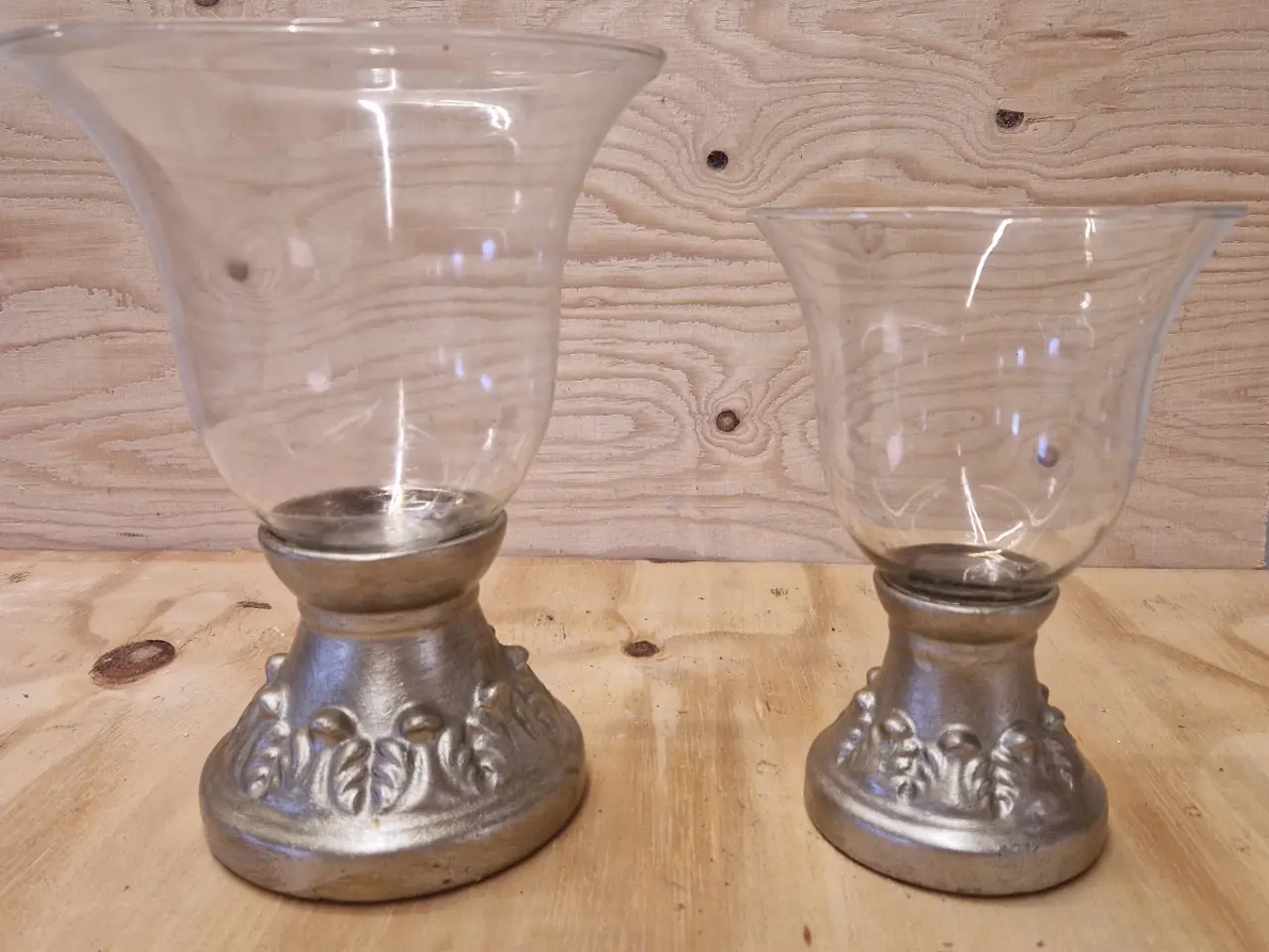 Billede 1 - 2 Lysestager med glas skål