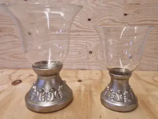 2 Lysestager med glas skål