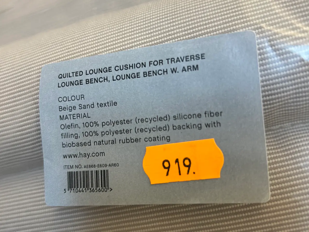 Billede 1 - Quilted Lounge cushion for Traverse Lounge Bench HAY Beige