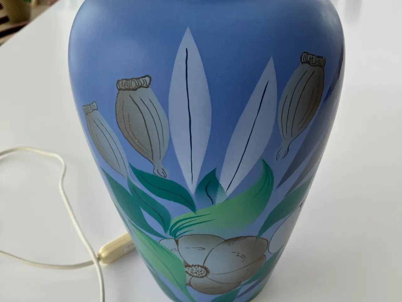 Billede 3 - Blå bordlampe med skærm