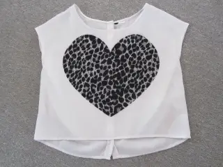Smart Bluse i hvid med print - str. 36