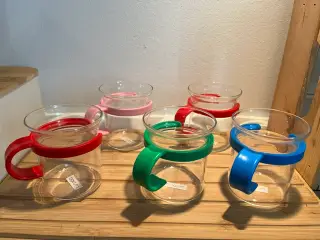 5 stk. retro Bodum kopper med farvede håndtag