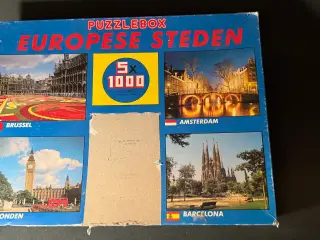 Retro puslespil med europæiske storbyer