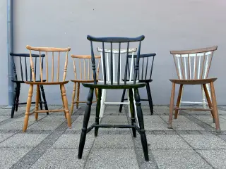 8 vintage tremmestole / pindestole bøg.