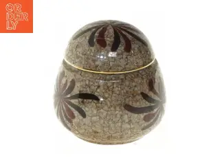 Dekorativ porcelæn ingefærkrukke med låg (str. Ø 8,5x9,5 cm)