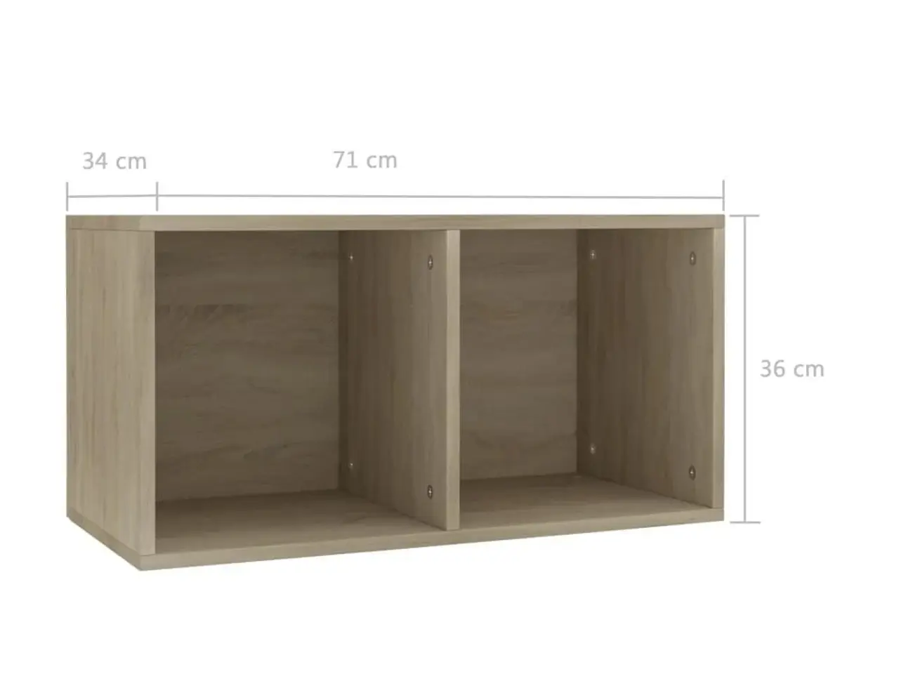 Billede 6 - Opbevaringsreol til LP’er - 71 × 34 × 36 cm - konstrueret træ i sonoma-eg