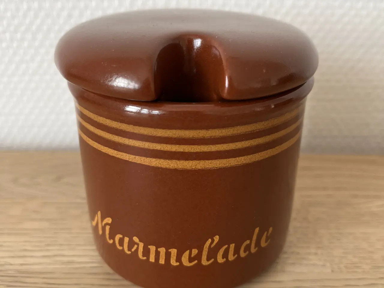 Billede 1 - Brun retro marmeladekrukke med låg