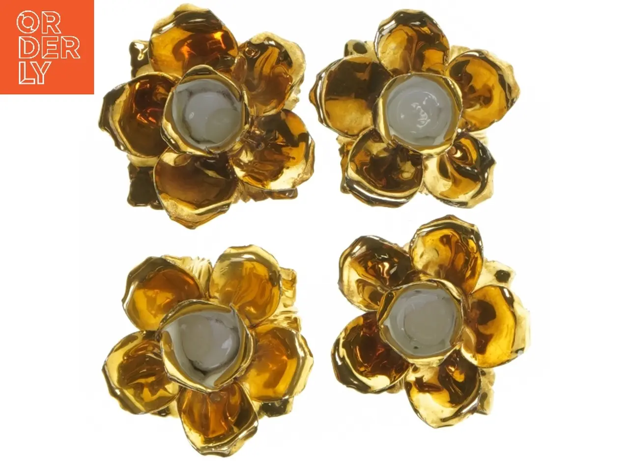 Billede 3 - Guldfarvede rosenlysestager (str. 5 cm)