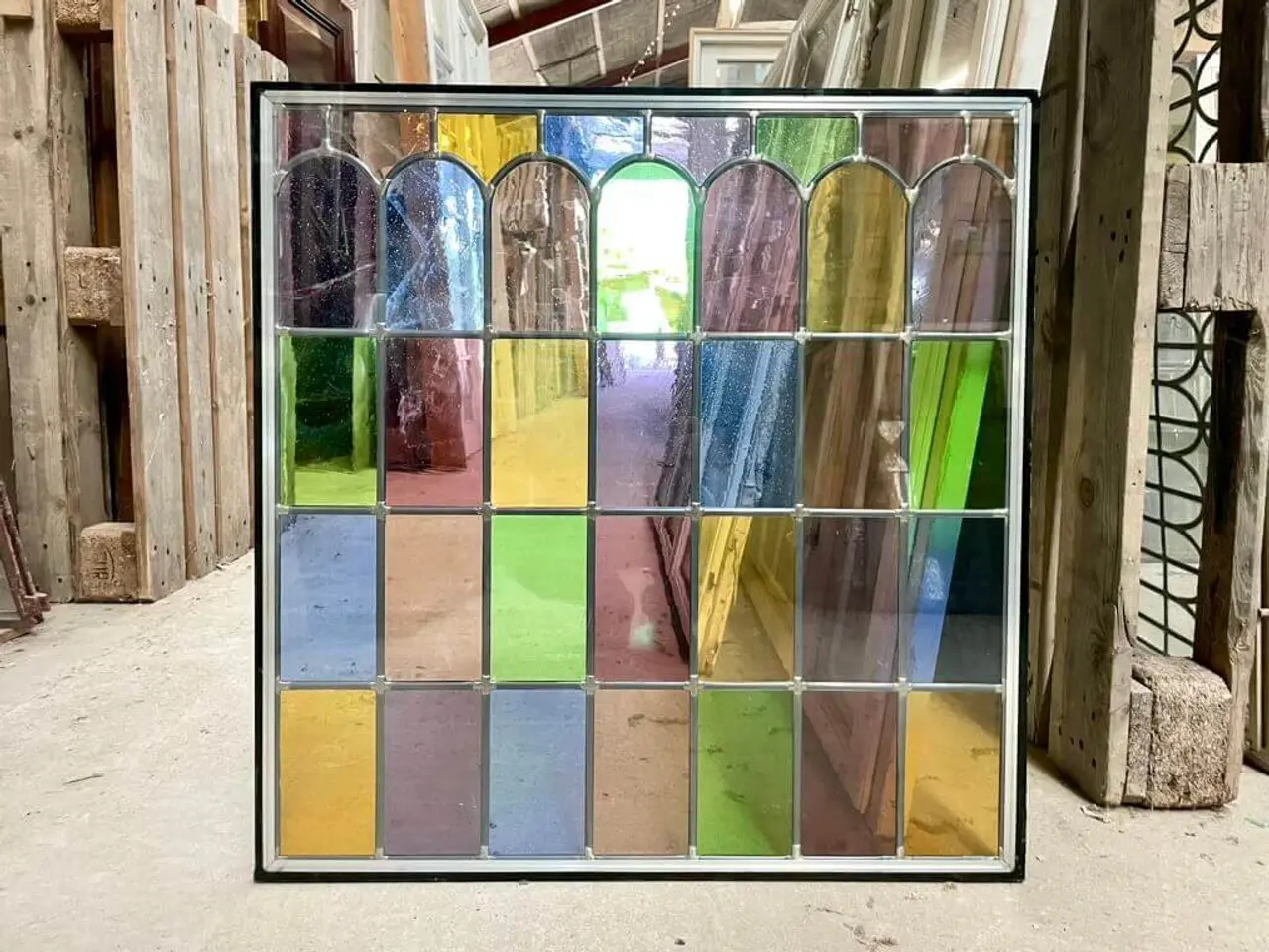 Billede 1 - Termorude m. blyindfattede, farvede glas